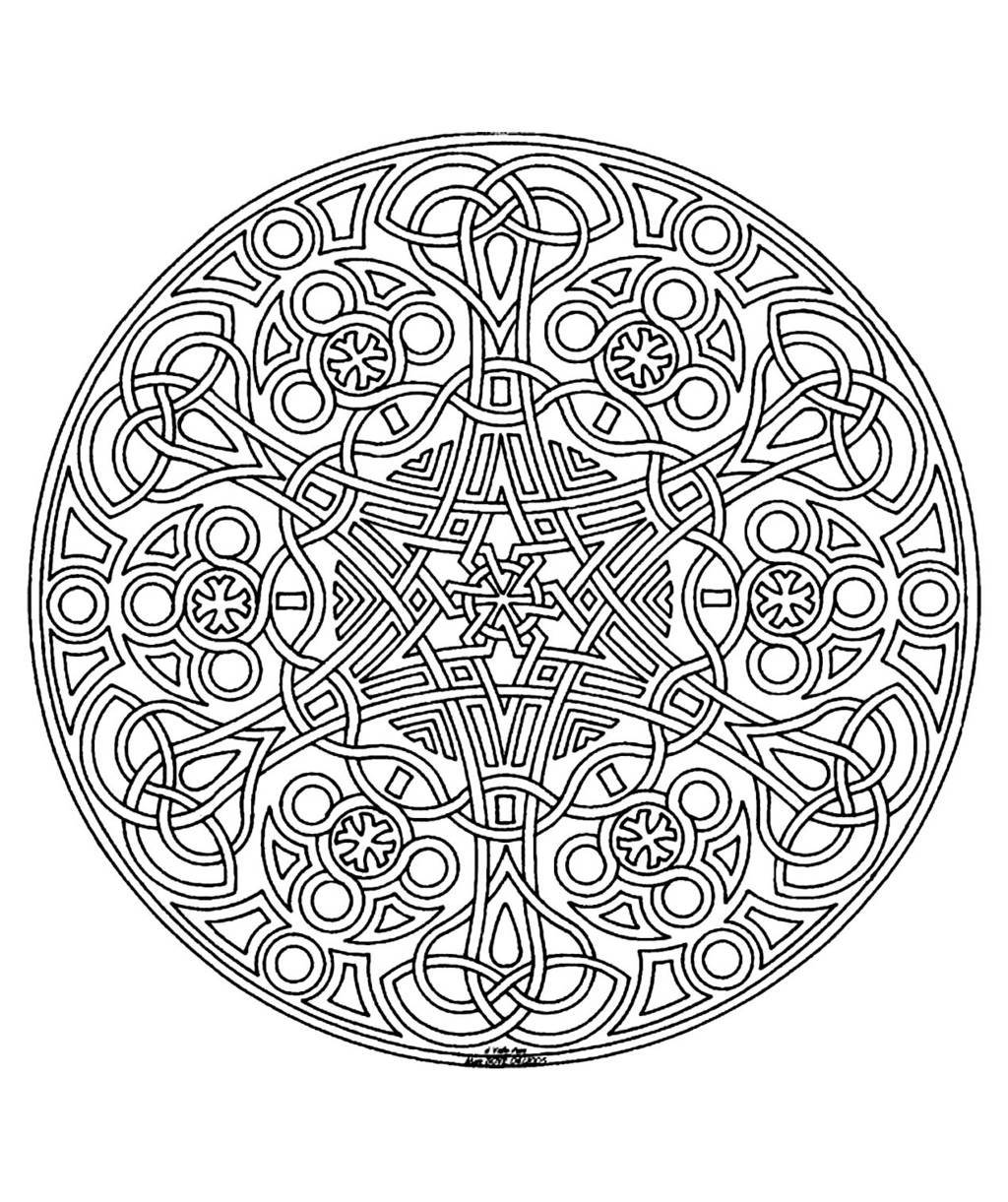 Coloriage Mandala élaboré aux motifs floraux et circulaires - Mandala à imprimer